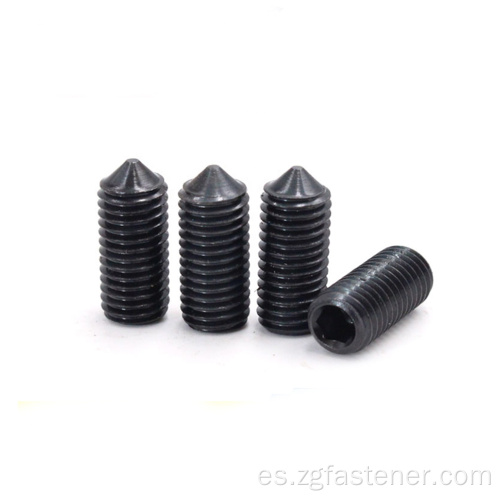 Tornillos de ajuste chapados de zinc negros de grado 4.8 con CONE Point DIN914